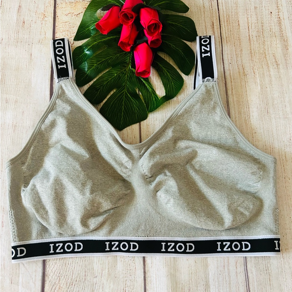Izod Women’s Plus Size Grey Logo Strap Sports Bra Size 2X